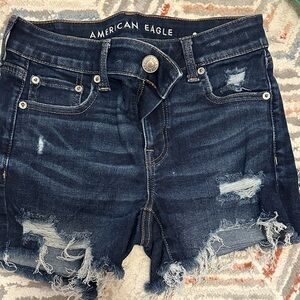 American Eagle Outfitters Women's Ripped Jean Shorts - Navy